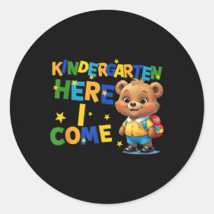 Kindergarten, ich komme, zurück zur Schule Baby Bä Runder Aufkleber