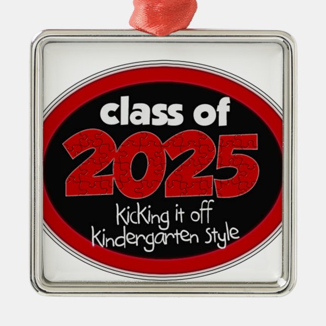 Kindergarten-Klasse 2025 des Schulkindergrades Silbernes Ornament (Vorne)