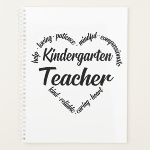 Kindergarten Lehrer Herz Word Cloud Planer
