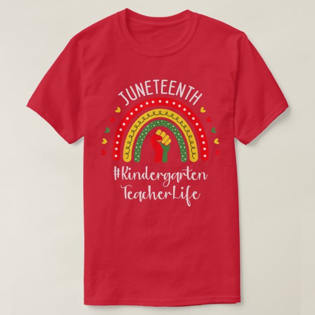 Kindergarten Lehrer Juneteente feiert Schwarz  T-Shirt (Design vorne)
