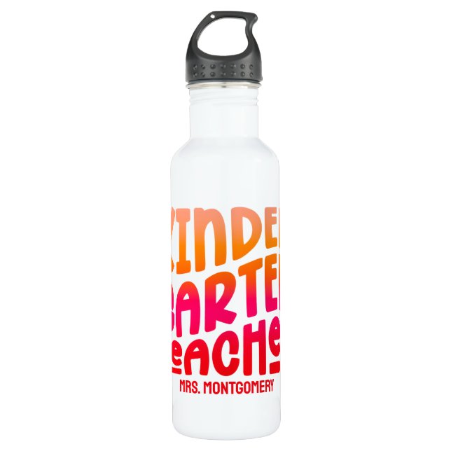 Kindergarten Lehrer Orange Red Ombre Edelstahlflasche (Vorderseite)