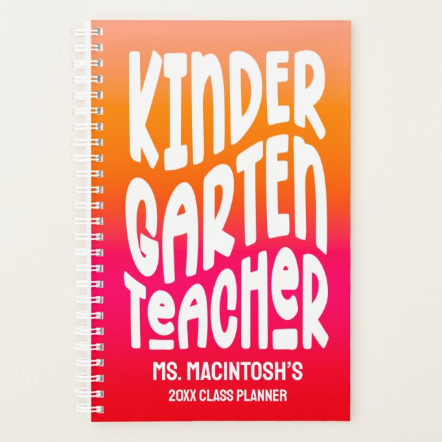 Kindergarten Lehrer Orange Red Ombre Planer (Vorderseite)