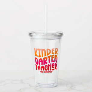 Kindergarten-Lehrer Orange Rot Ombre Textdesign Acryltrinkbecher