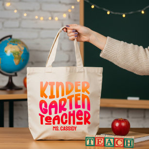 Kindergarten Lehrer Red Orange Ombre Tragetasche
