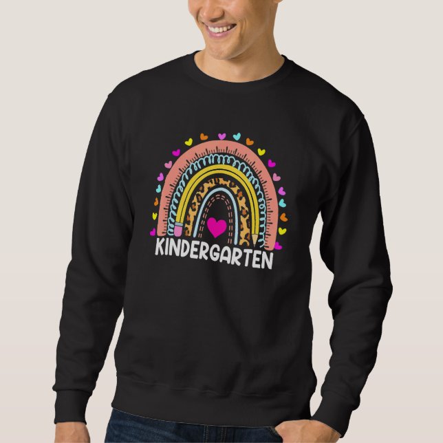 Kindergarten Lehrerin Boho Regenbogenleopard zurüc Sweatshirt (Vorderseite)