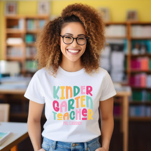 Kindergarten Lehrerin farbenfrohe Textgestaltung T-Shirt