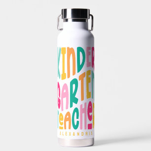 Kindergarten Lehrerin farbenfrohe Textgestaltung Trinkflasche