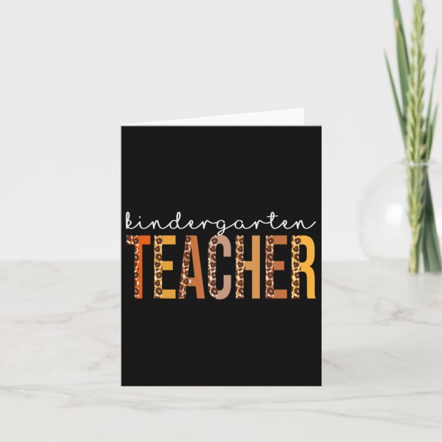 Kindergarten Lehrerin Leopard Herbst Thanksgiv Karte (Vorderseite)