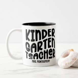 Kindergarten Lehrerin Schwarzer Text Zweifarbige Tasse