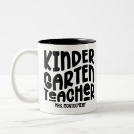 Kindergarten Lehrerin Schwarzer Text Zweifarbige Tasse