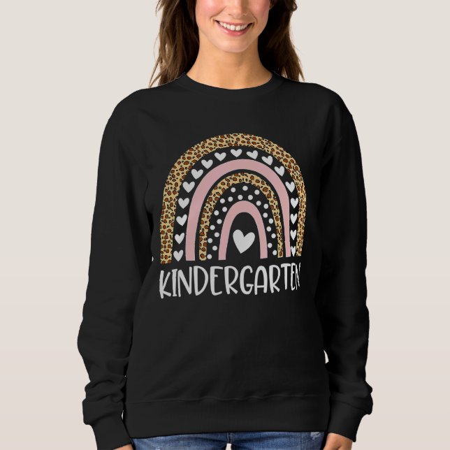 Kindergarten Leopard Rainbow Teacher Zurück Sweatshirt (Vorderseite)