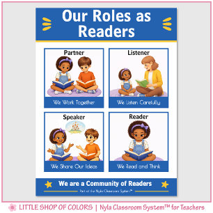 Kindergarten-Leserollen-Lehrer-Anker-Diagramm Poster