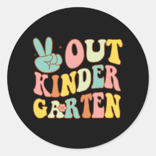 Kindergarten letzte Tage Schule Retro Groov Runder Aufkleber