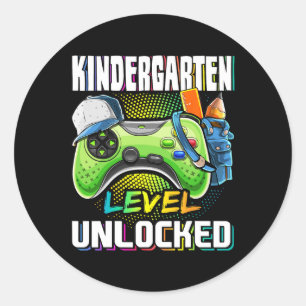 Kindergarten Level Unlocked Video Game Back to Sch Runder Aufkleber