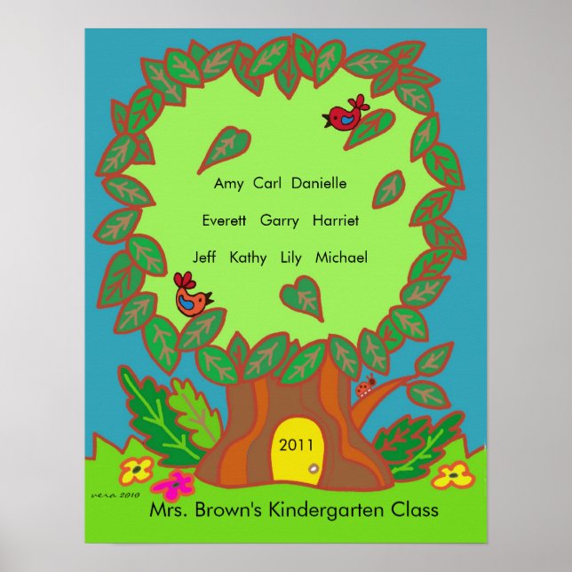 Kindergarten Name Tree by Vera Trembach Poster (Vorne)