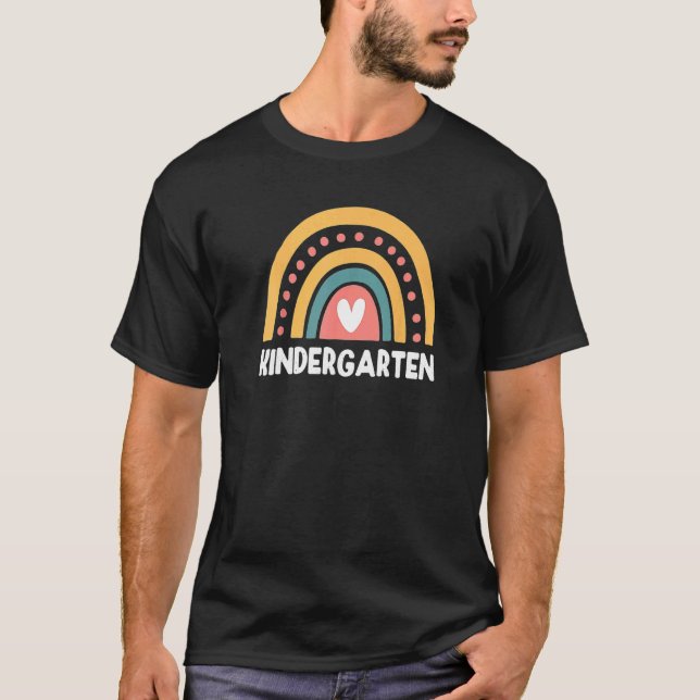 Kindergarten Niedlicher Regenbogen Kinderlehrer Fe T-Shirt (Vorderseite)