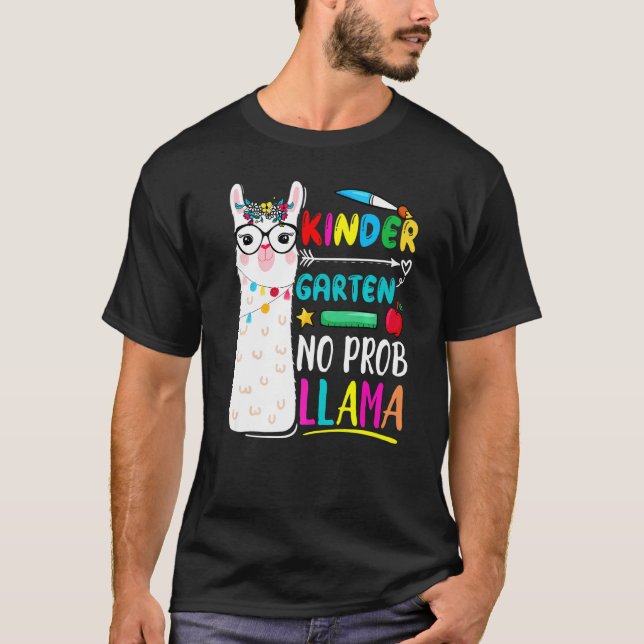 Kindergarten No Prob Llama Teacher 100 Days Of Sch T-Shirt (Vorderseite)