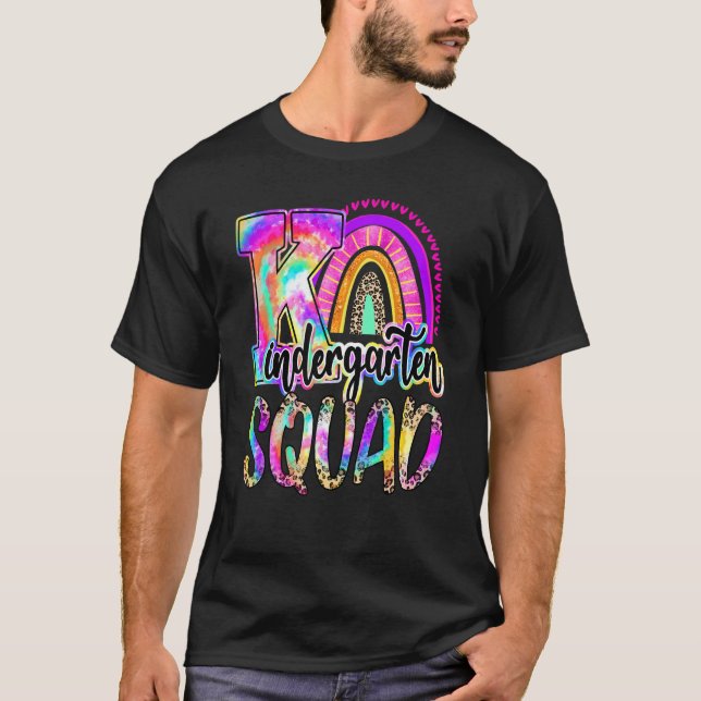 Kindergarten Rainbow Gefärbte Krawatte Leopard T-Shirt (Vorderseite)