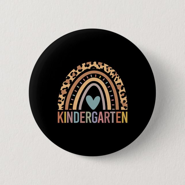 Kindergarten Rainbow Girls Boys Teacher Team Kinde Button (Vorderseite)
