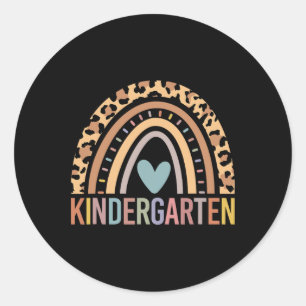 Kindergarten Regenbogen Mädchen Jungen Lehrer Team Runder Aufkleber