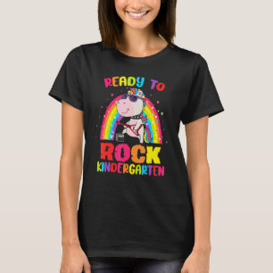 Kindergarten Rock Einhornmädchen zurück T-Shirt