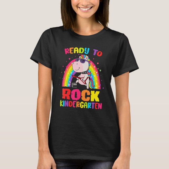Kindergarten Rock Einhornmädchen zurück T-Shirt (Vorderseite)