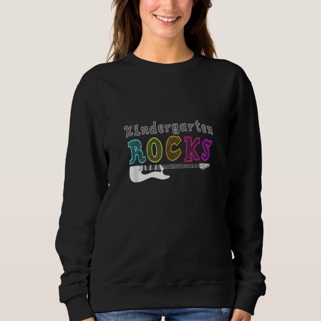 Kindergarten Rocks With Guitar Back To School Stud Sweatshirt (Vorderseite)