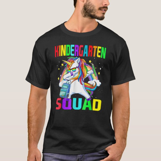 Kindergarten Squad Dabbing Unicorn Back To School  T-Shirt (Vorderseite)