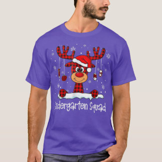 Kindergarten Squad Kariert Rentier Weihnachtsmannm T-Shirt