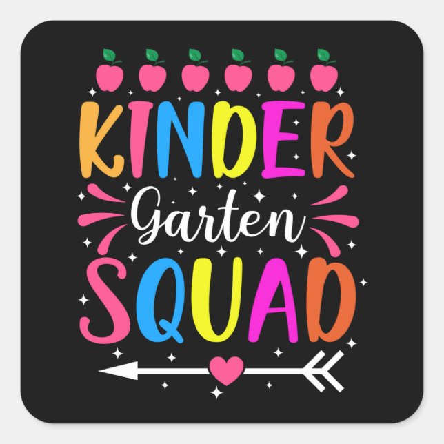 Kindergarten Squad Quadratischer Aufkleber (Vorderseite)