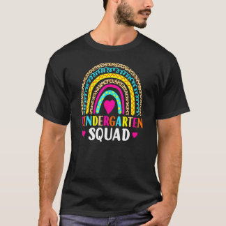 Kindergarten Squad Teacher Girls Boys Rainbow Back T-Shirt