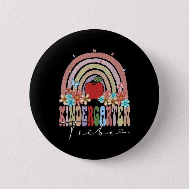 Kindergarten-Stamm zurück zur Schule Regenbogen Gr Button (Vorderseite)