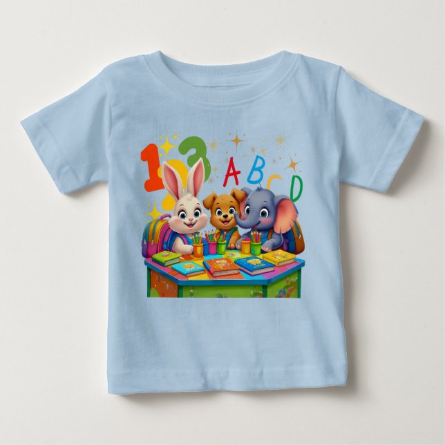 Kindergarten Süssen - ABC Animal Friends Kinderkin Baby T-shirt (Vorderseite)
