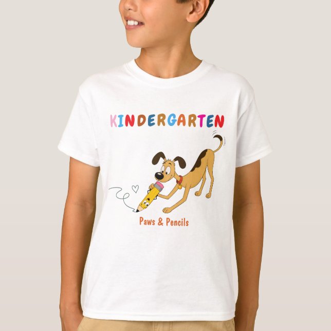 Kindergarten T-Shirt Hund & Bleistift (Vorderseite)