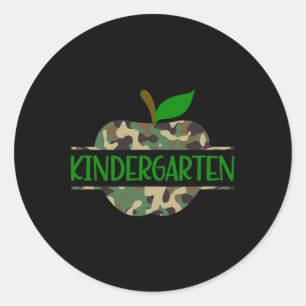 Kindergarten-Tarnung Apfel Erster Schultag Runder Aufkleber