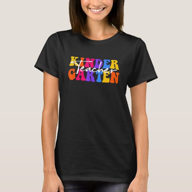 Kindergarten Teacher Groovy Happy First Day Of Sch T-Shirt (Vorderseite)