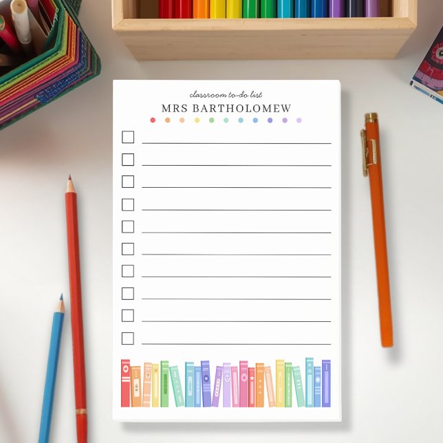 Kindergarten Teacher Rainbow Books To-Do List Post-it Klebezettel (Von Creator hochgeladen)