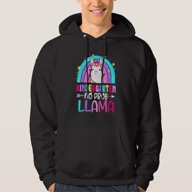 Kindergarten Teacher Rainbow No Prob Llama 100th D Hoodie (Vorderseite)