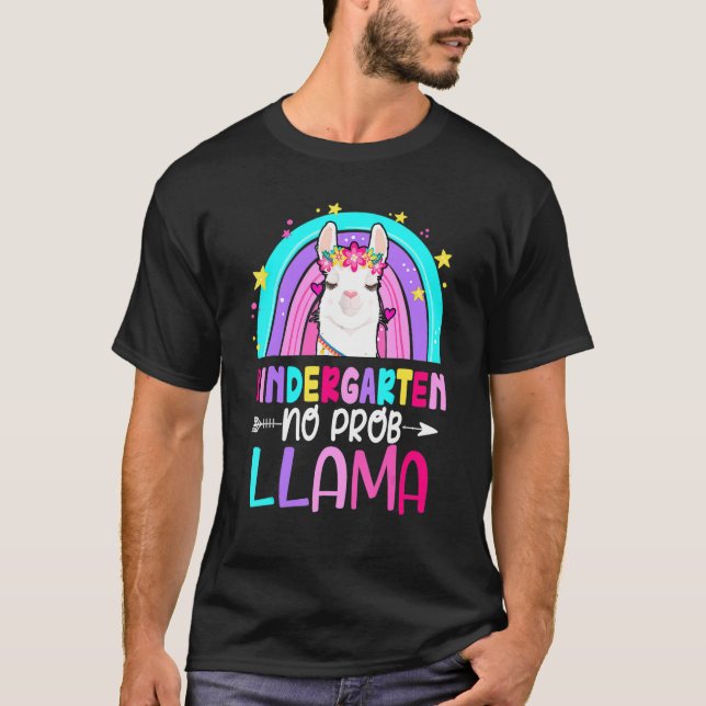 Kindergarten Teacher Rainbow No Prob Llama 100th D T-Shirt (Vorderseite)