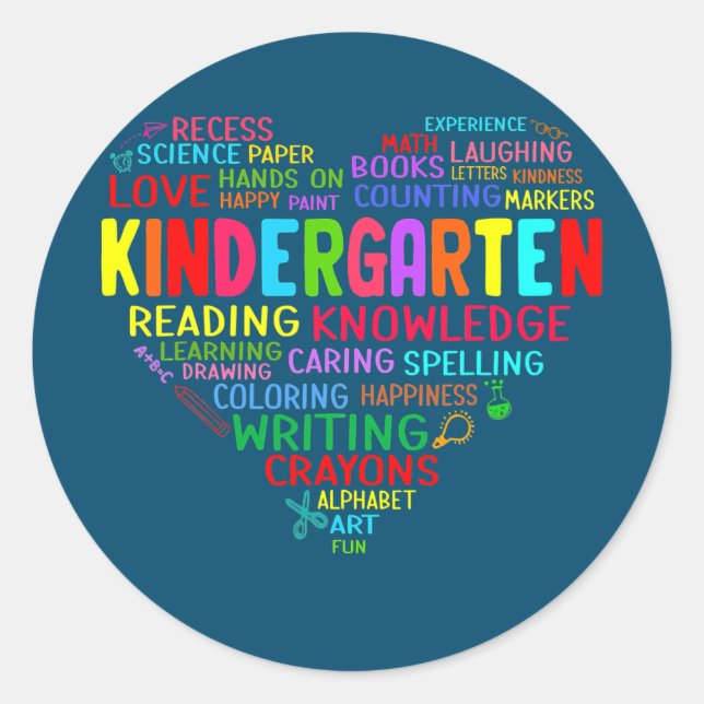 Kindergarten Team Herz Zurück zum Lehrer Runder Aufkleber (Vorderseite)