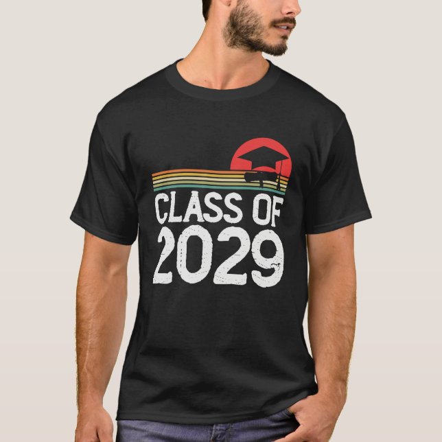 Kindergarten To Graduation Retro Class Of 2029 Gro T-Shirt (Vorderseite)