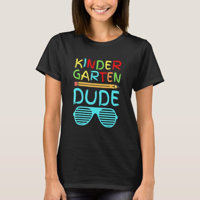 Kindergarten Typ Pencil First Day School Blue T-Shirt (Vorderseite)