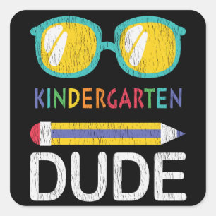 Kindergarten Typ Vintag zurück an Schüler Quadratischer Aufkleber