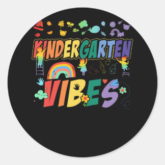 Kindergarten Vibes Kinder Crew Retro Erster Tag Runder Aufkleber