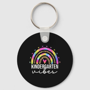 Kindergarten Vibes Tie Dye Leopard Regenbogen Lehr Schlüsselanhänger