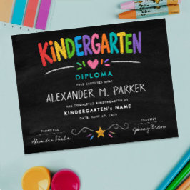 Kindergarten Vorschule Süße Farbige Abschlussurkun Poster