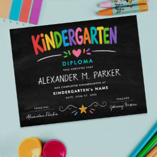 Kindergarten Vorschule Süße Farbige Abschlussurkun Poster