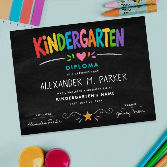 Kindergarten Vorschule Süße Farbige Abschlussurkun Poster (Von Creator hochgeladen)