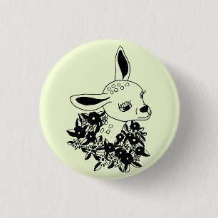 Kindergarten zeichnend Hirsche Blume Tierkunst Button