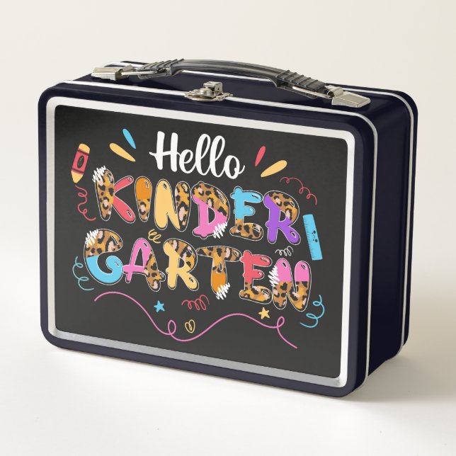 Kindergartendoodles, Blume und Bleistift Metall Brotdose (Vorderseite)